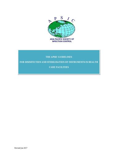 Sampul The Apsic Sterilization Guidelines For Disinfection And Sterilisatation Of Instruments In Health Care Facilities