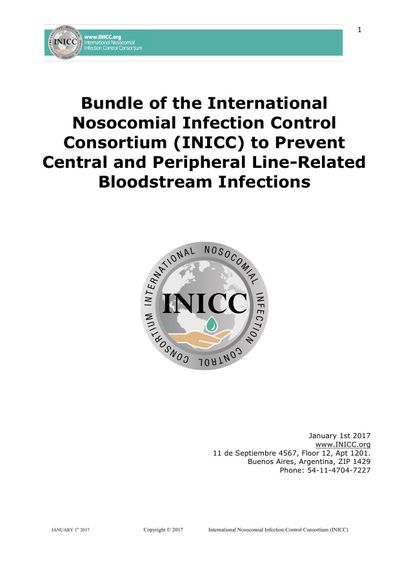 Sampul Bundle Of The International  Nosocomial Infection Control  Consortium (INICC) To Prevent  Central And Peripheral Line-Related  Bloodstream Infections