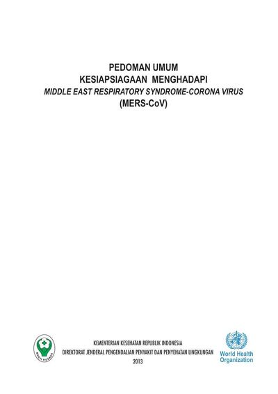 Sampul PEDOMAN UMUM KESIAPSIAGAAN  MENGHADAPI MIDDLE EAST RESPIRATORY SYNDROME-CORONA VIRUS (MERS-CoV)