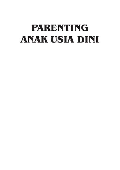 Sampul Parenting Anak Usia Dini